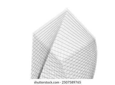 abstract buildings, architectural drawing 3d illustration