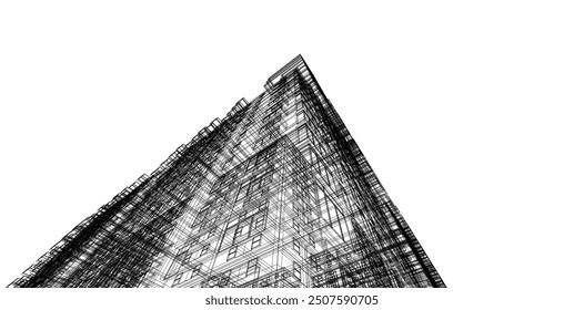 abstract buildings, architectural drawing 3d rendering