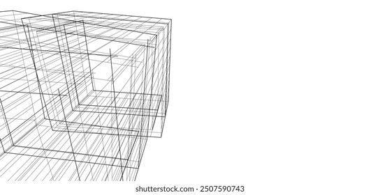 Edificios abstractos, dibujo arquitectónico Representación 3D