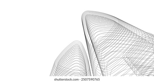 abstrakte Gebäude, architektonische Zeichnung 3D-Rendering