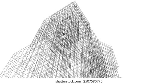 Edificios abstractos, dibujo arquitectónico Representación 3D