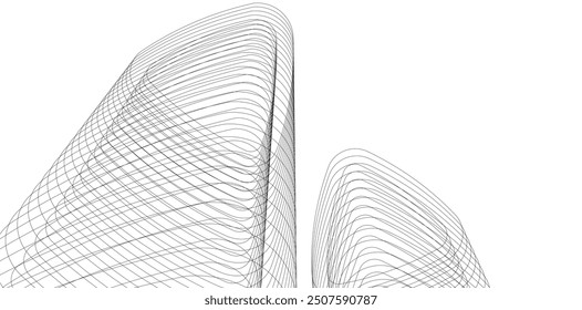 abstract buildings, architectural drawing 3d rendering