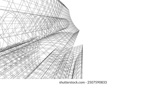 Edificios abstractos, dibujo arquitectónico Representación 3D