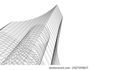 abstract buildings, architectural drawing 3d rendering