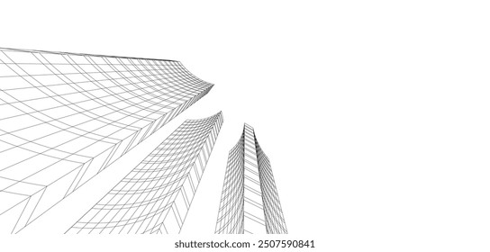 abstract buildings, architectural drawing 3d rendering