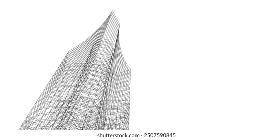 abstract buildings, architectural drawing 3d rendering