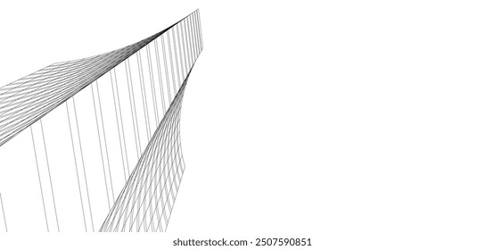 abstract buildings, architectural drawing 3d rendering