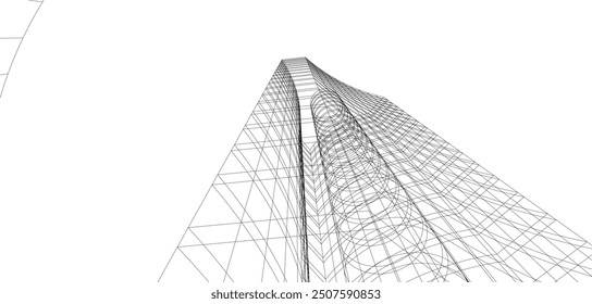 Edificios abstractos, dibujo arquitectónico Representación 3D