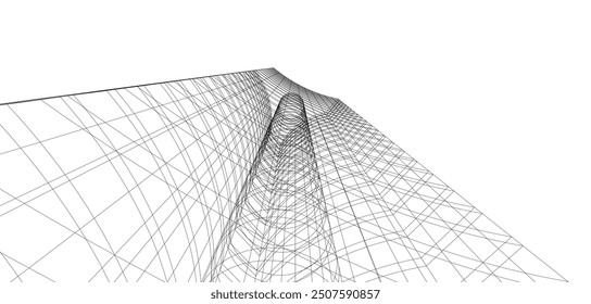 abstract buildings, architectural drawing 3d rendering