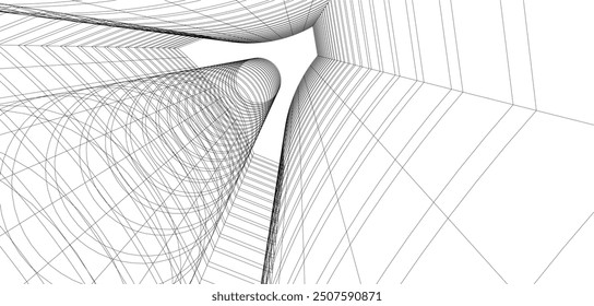 abstract buildings, architectural drawing 3d rendering