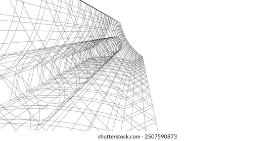 abstract buildings, architectural drawing 3d rendering
