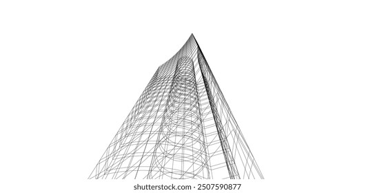 Edificios abstractos, dibujo arquitectónico Representación 3D