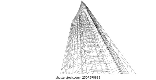 Edificios abstractos, dibujo arquitectónico Representación 3D