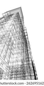abstract buildings, architectural drawing 3d