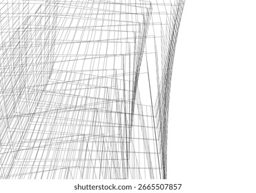 Abstract buildings architectural drawing 3d