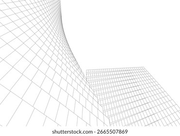 Abstract buildings architectural drawing 3d