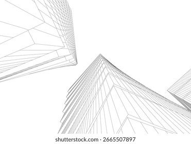Abstrakte Gebäude Architekturzeichnung 3d
