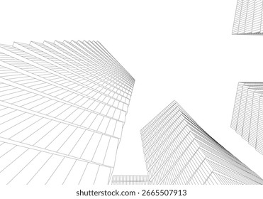 Edifícios abstratos desenho arquitetônico 3d