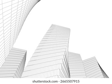 Edificios Abstractas Dibujo arquitectónico 3D