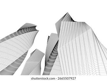 Edificios Abstractas Dibujo arquitectónico 3D