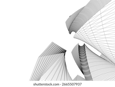 Abstract buildings architectural drawing 3d