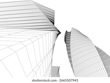 Abstract buildings architectural drawing 3d