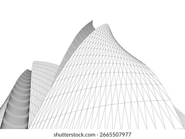 Abstrakte Gebäude Architekturzeichnung 3d
