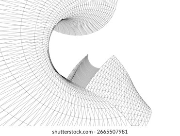 Abstract buildings architectural drawing 3d