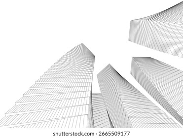 Edificios Abstractas Dibujo arquitectónico 3D