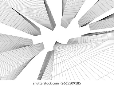 Edifícios abstratos desenho arquitetônico 3d