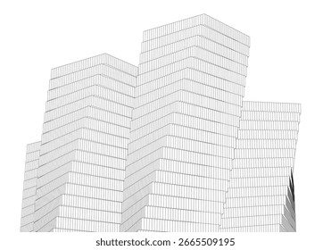 Abstract buildings architectural drawing 3d