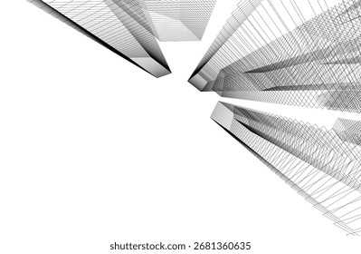 Edifícios abstratos desenho arquitetônico 3d