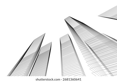 Abstract buildings architectural drawing 3d
