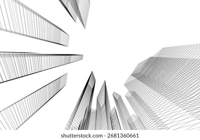 Edifícios abstratos desenho arquitetônico 3d