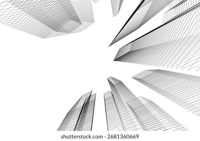 Edifícios abstratos desenho arquitetônico 3d