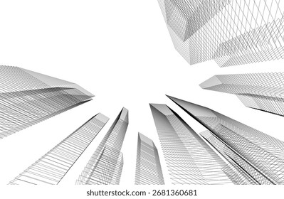 Edificios Abstractas Dibujo arquitectónico 3D