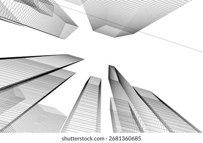 Edifícios abstratos desenho arquitetônico 3d