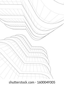 abstract buildings design, architectural drawing 3d