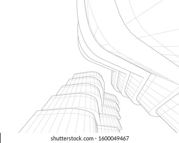 abstract buildings design, architectural drawing