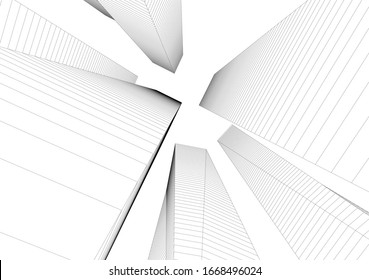 Abstract buildings on white background. Modern architecture 3d 