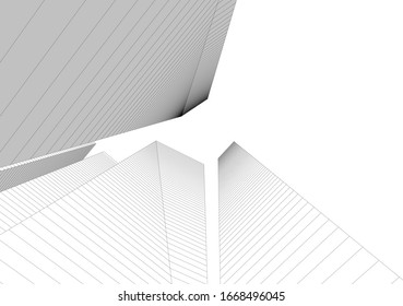 Edificios abstractos sobre fondo blanco. Arquitectura moderna 3d 