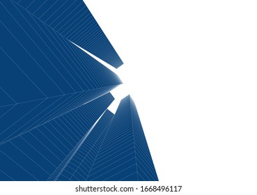Abstract buildings on white background. Modern architecture 3d 