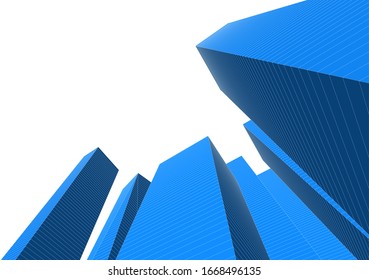 Abstract buildings on white background. Modern architecture 3d 