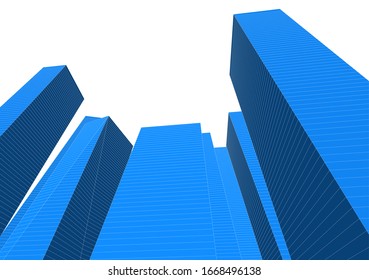 Abstract buildings on white background. Modern architecture 3d 