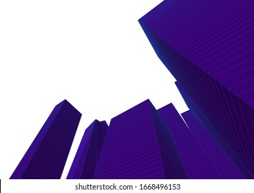 Abstract buildings on white background. Modern architecture 3d 
