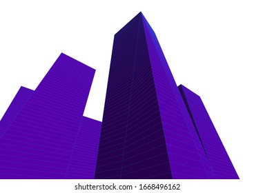 Abstract buildings on white background. Modern architecture 3d 