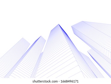 Abstract buildings on white background. Modern architecture 3d 