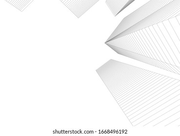 Abstract buildings on white background. Modern architecture 3d 