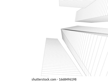 Abstract buildings on white background. Modern architecture 3d 