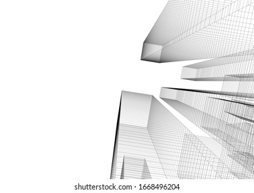 Abstract buildings on white background. Modern architecture 3d 